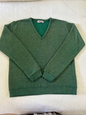 Vintage Champion Green V-Neck Men's Sweater